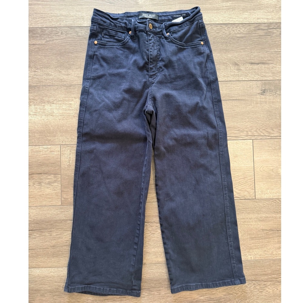 Judy Blue Garment Dyed Wide Leg Cropped Jeans Dark Navy Blue Size 7/28 JB88807